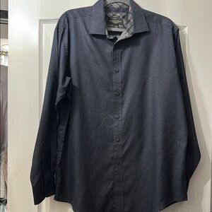 Pronto Uomo Blue and Gray Casual Button Down Shirt